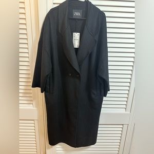Zara black oversized trench. Medium.